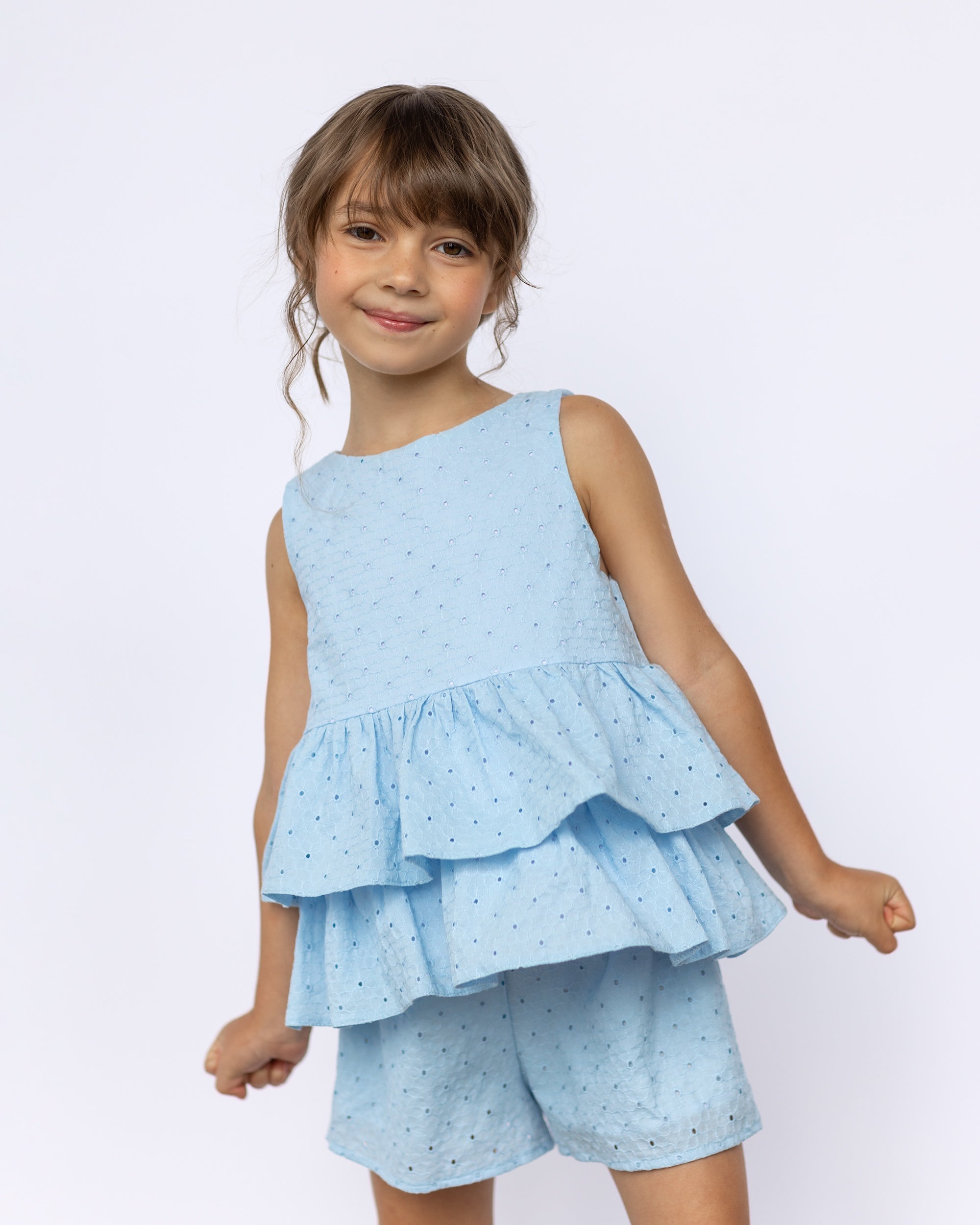 Summer ruffle blue set in broderie