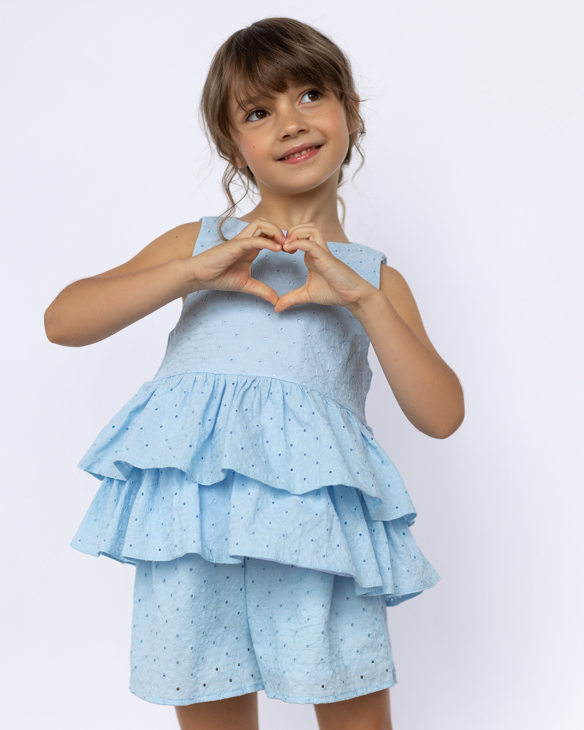 Summer ruffle blue set in broderie