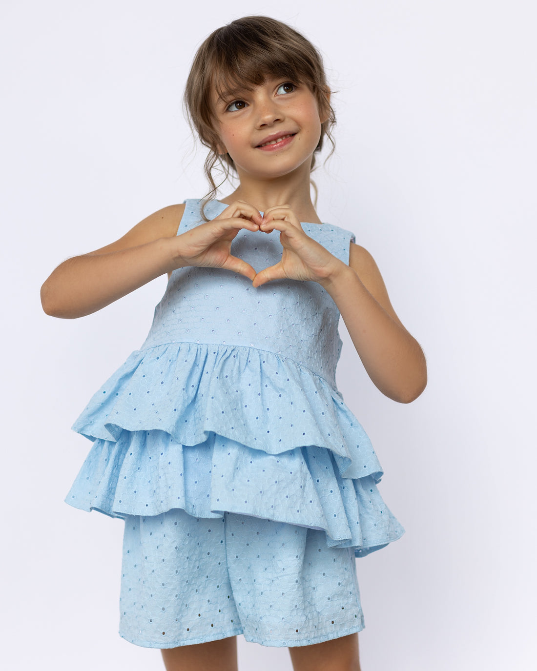 Summer ruffle blue set in broderie