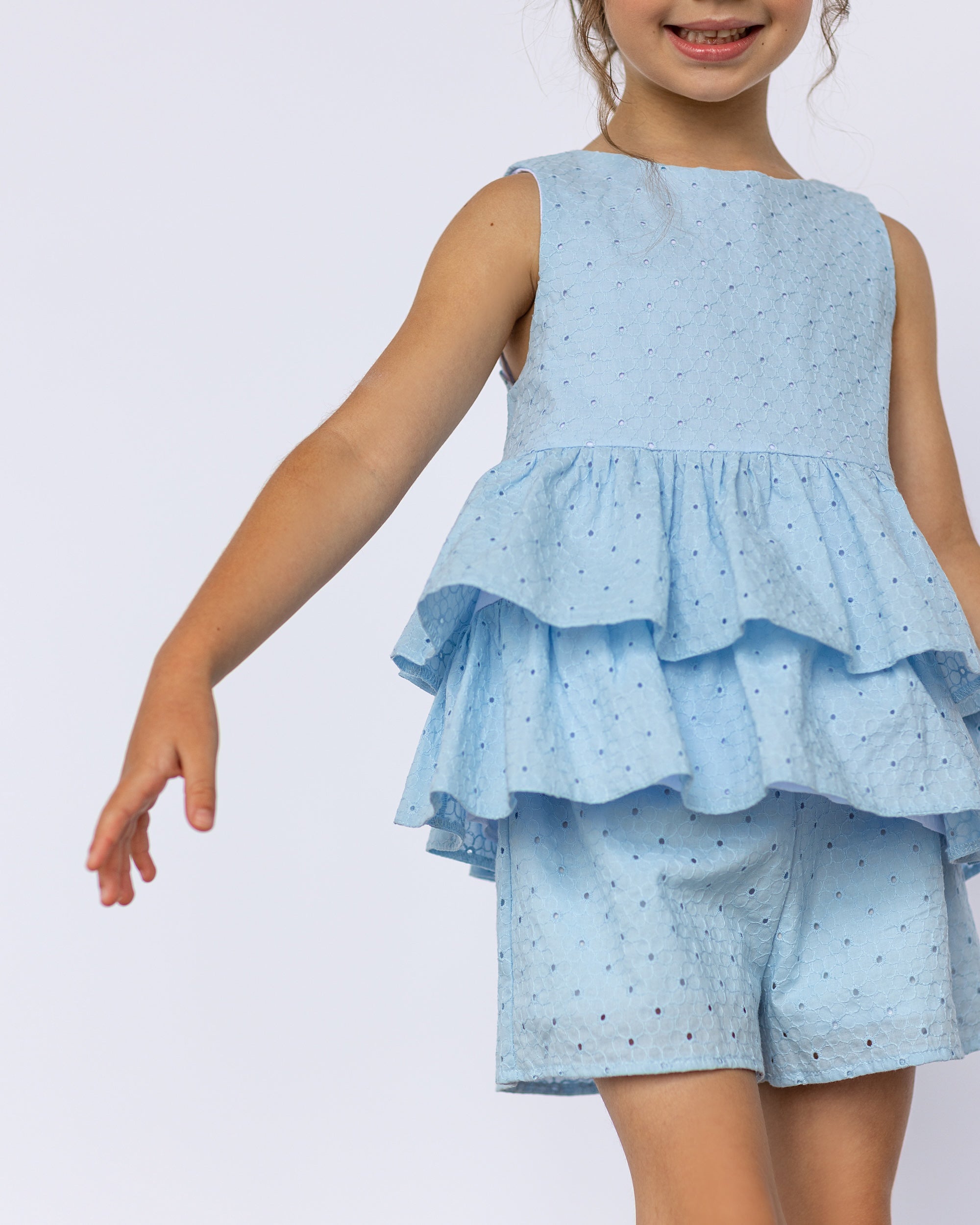Summer ruffle blue set in broderie
