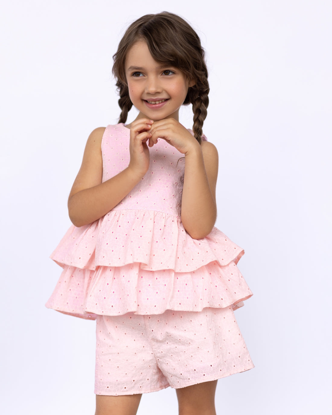 Summer ruffle pink set in broderie
