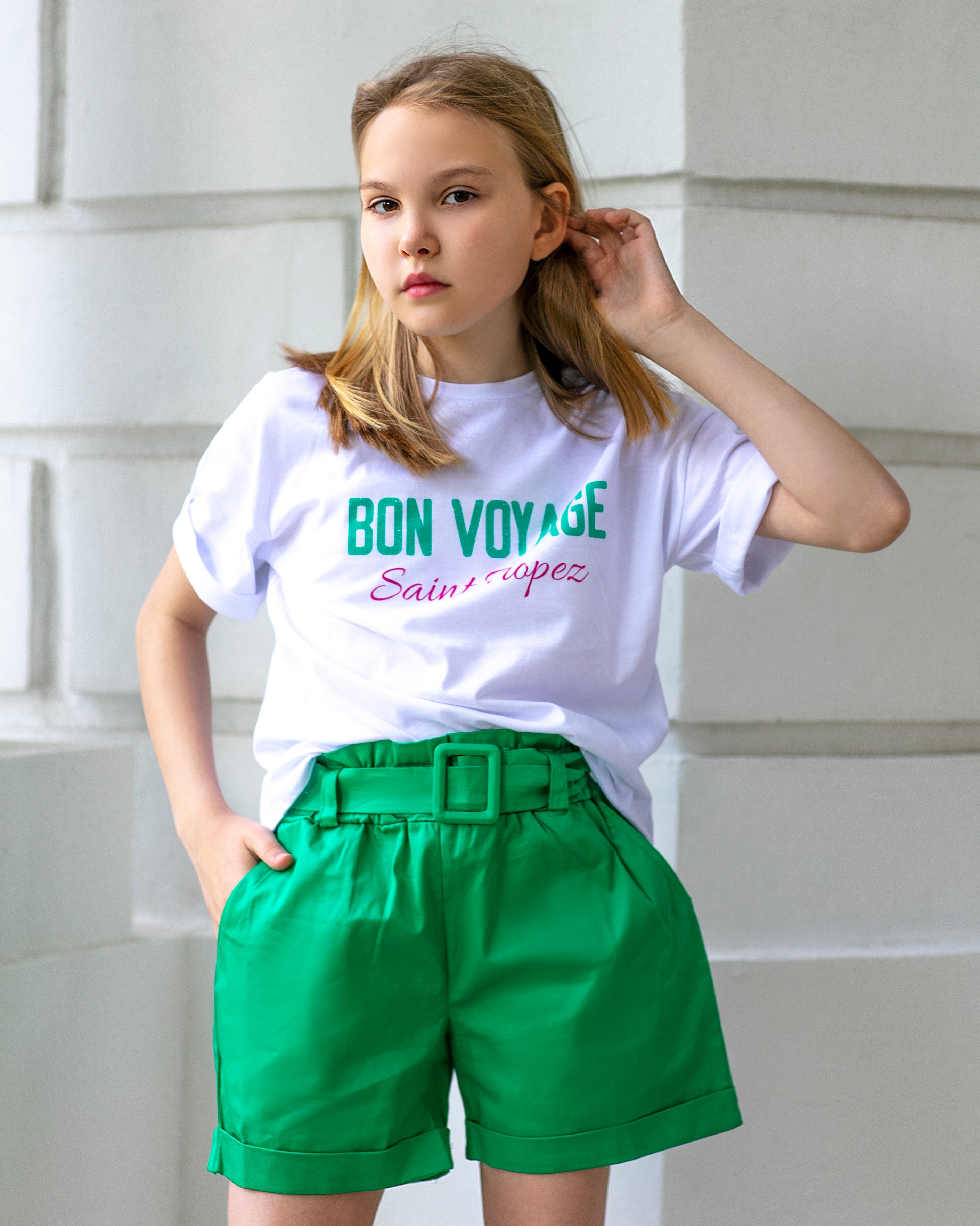 Cotton green shorts