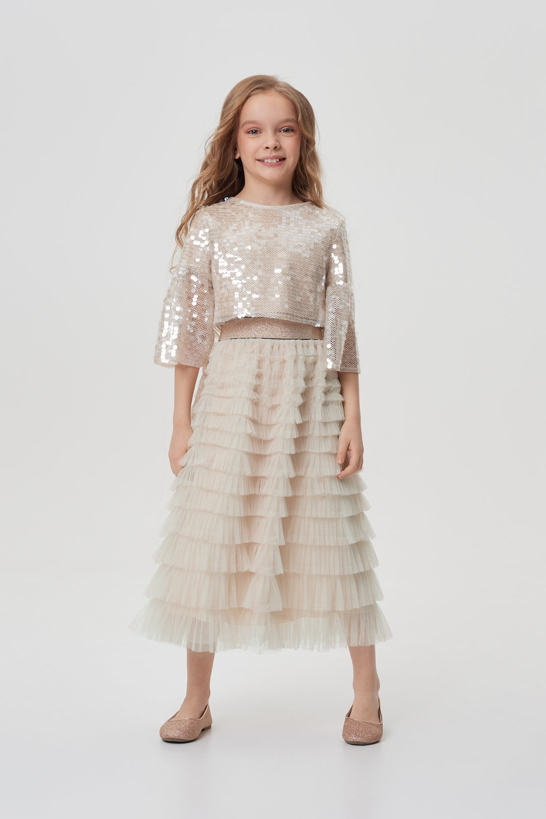 Ruffled long skirt for a girl