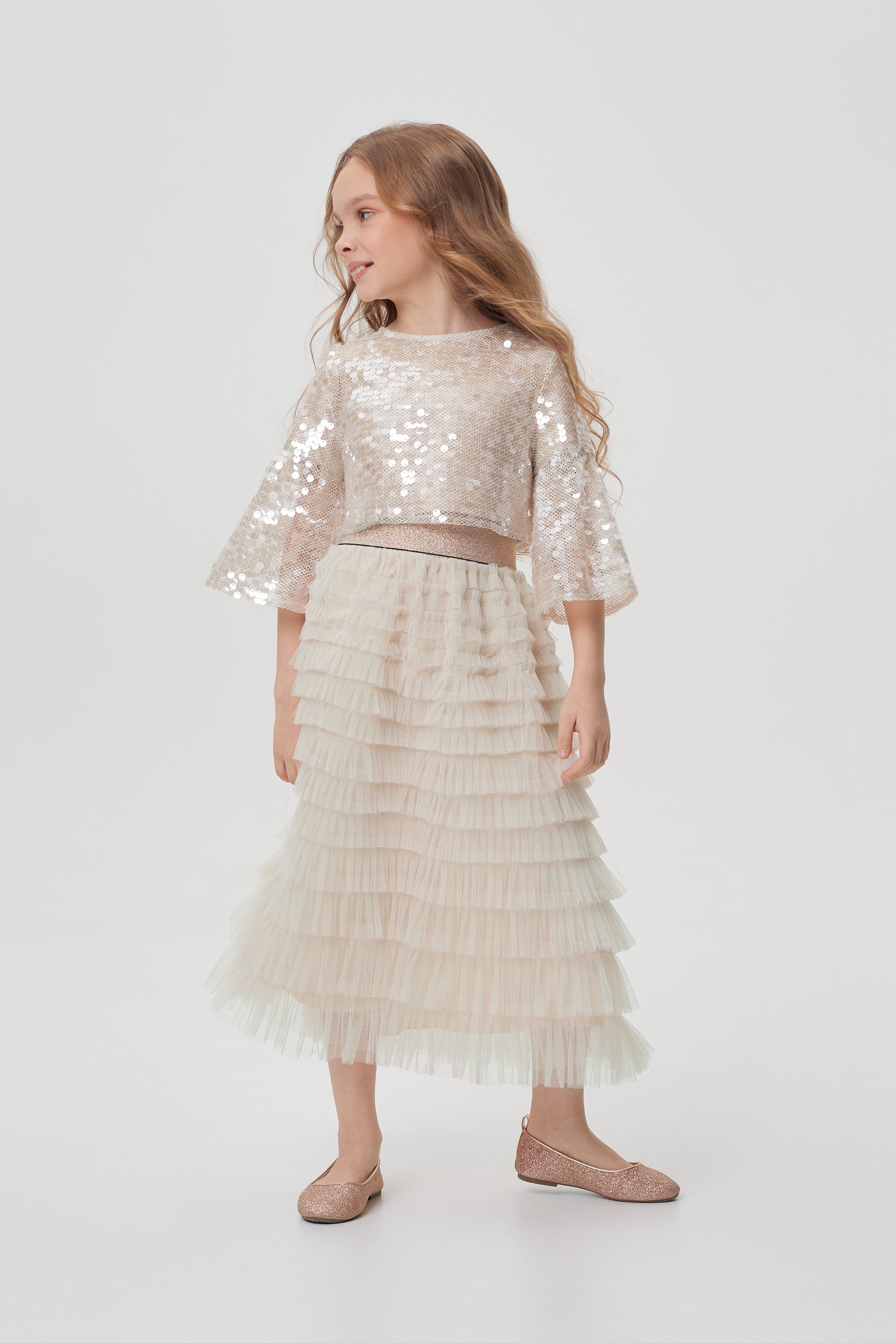 Ruffled long skirt for a girl
