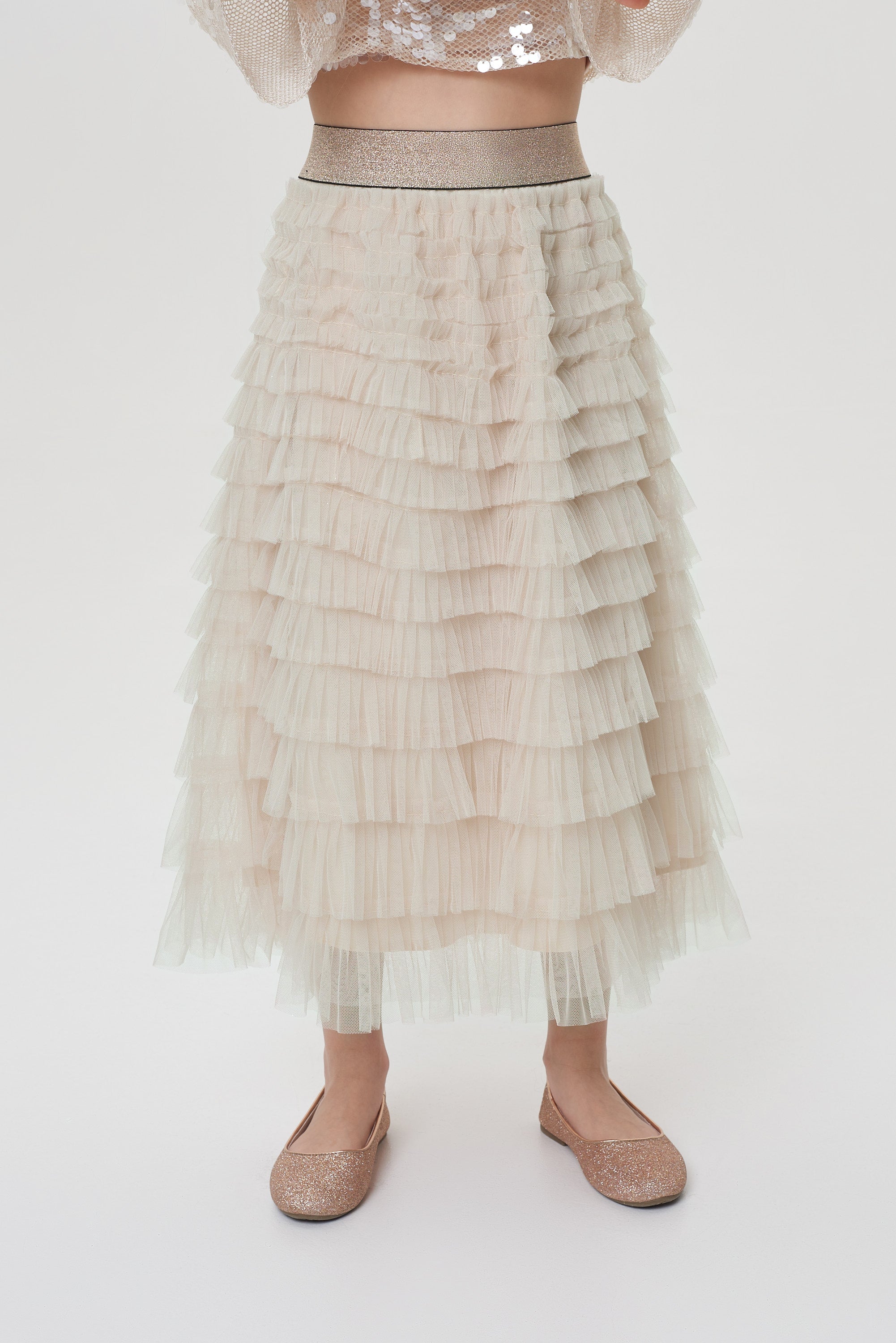 Ruffled long skirt for a girl