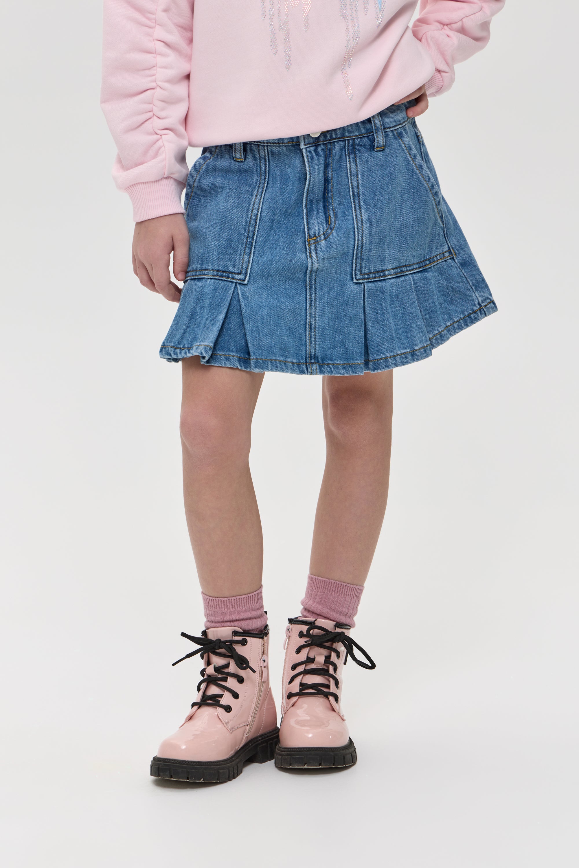 Jeans pleated skirt