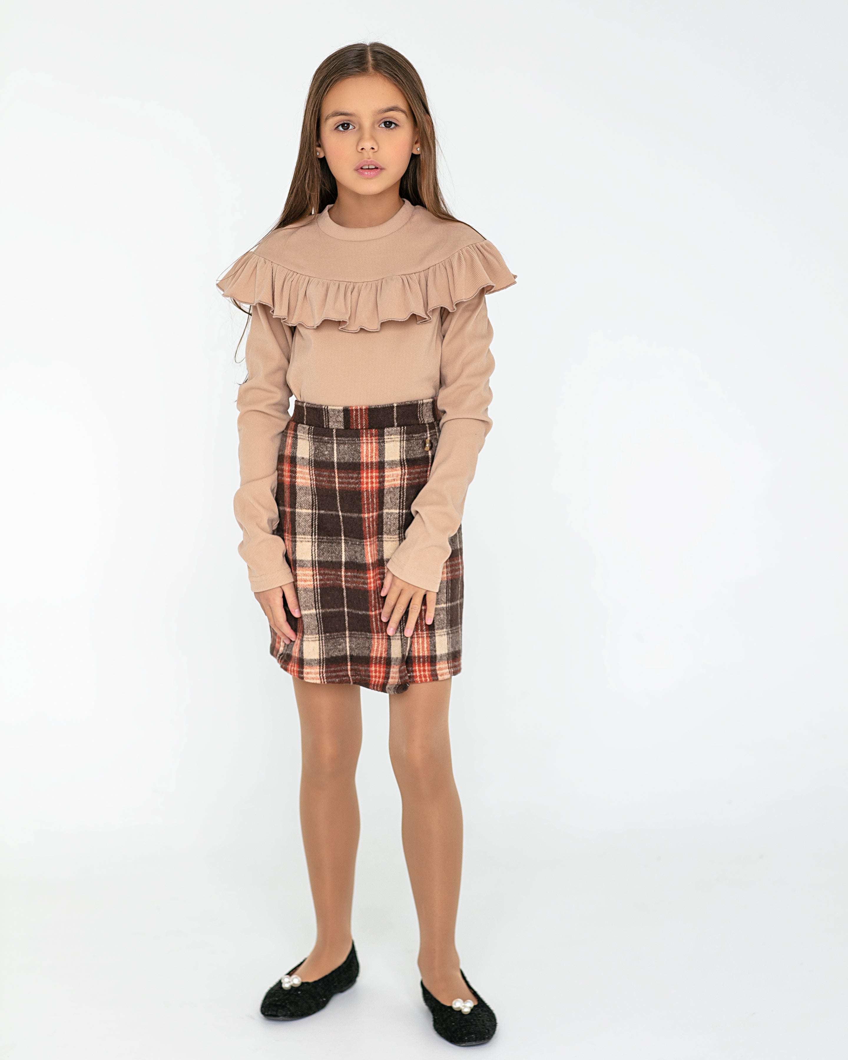 Beige Longsleeve with Ruffle Detail