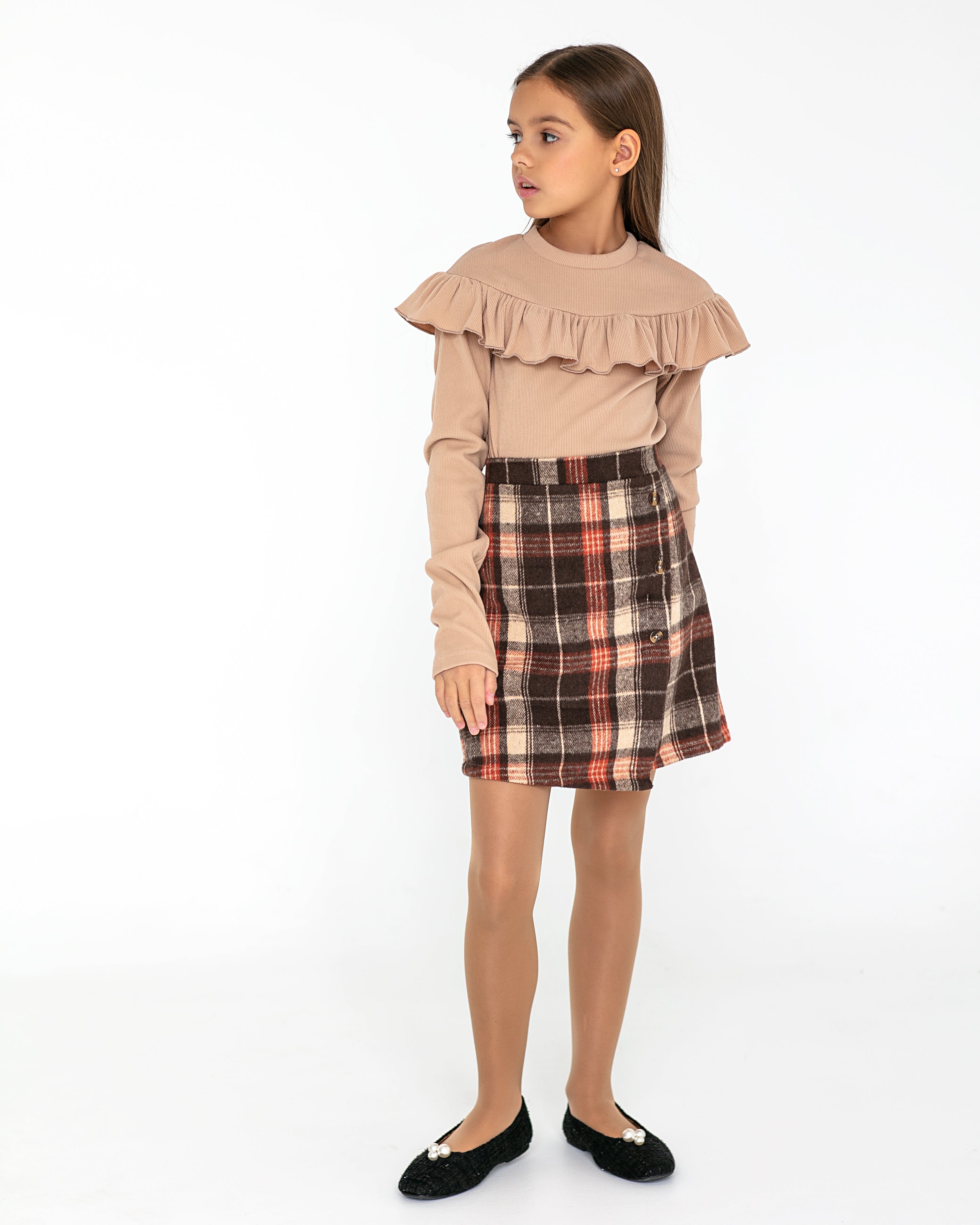 Beige Longsleeve with Ruffle Detail