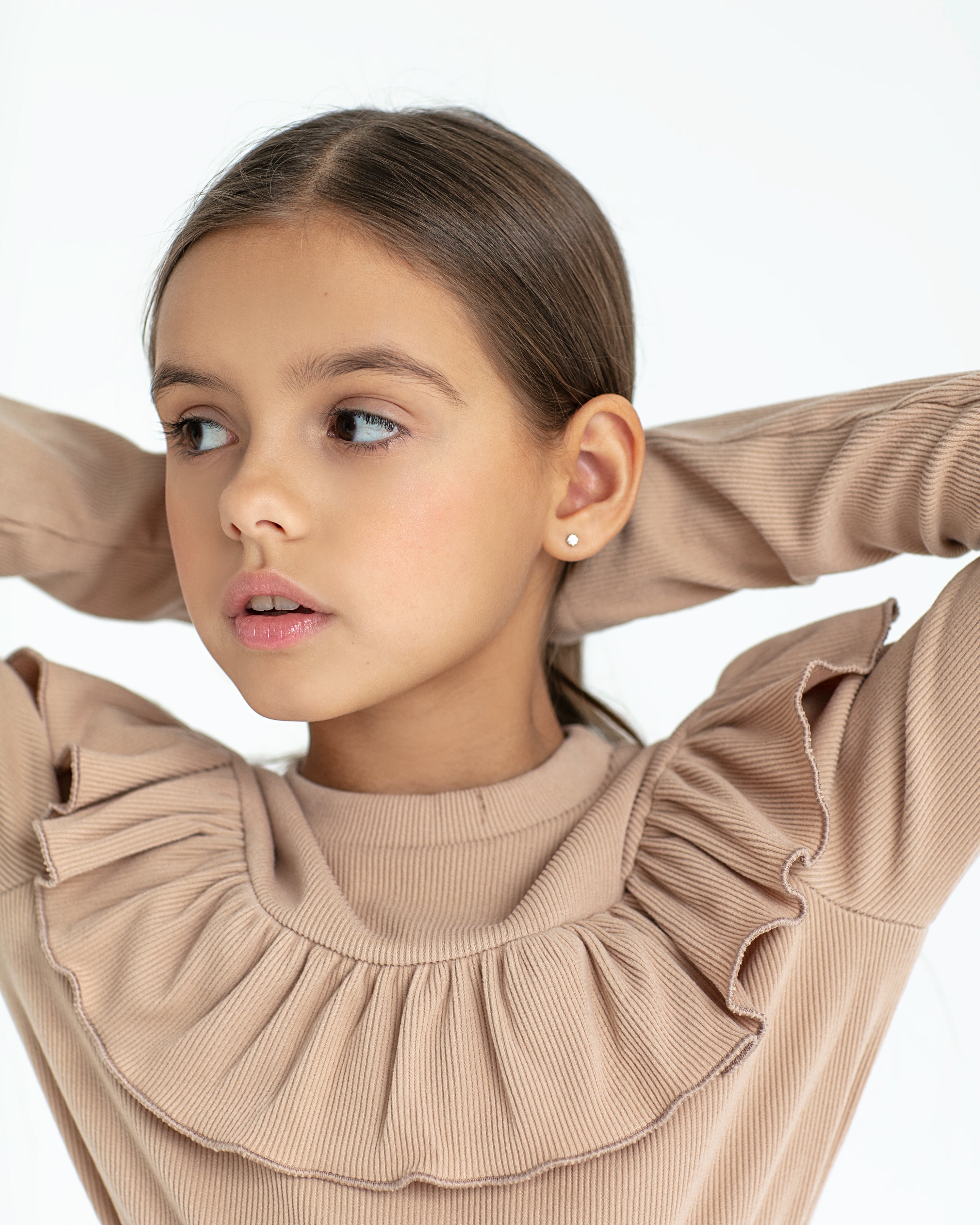 Beige Longsleeve with Ruffle Detail