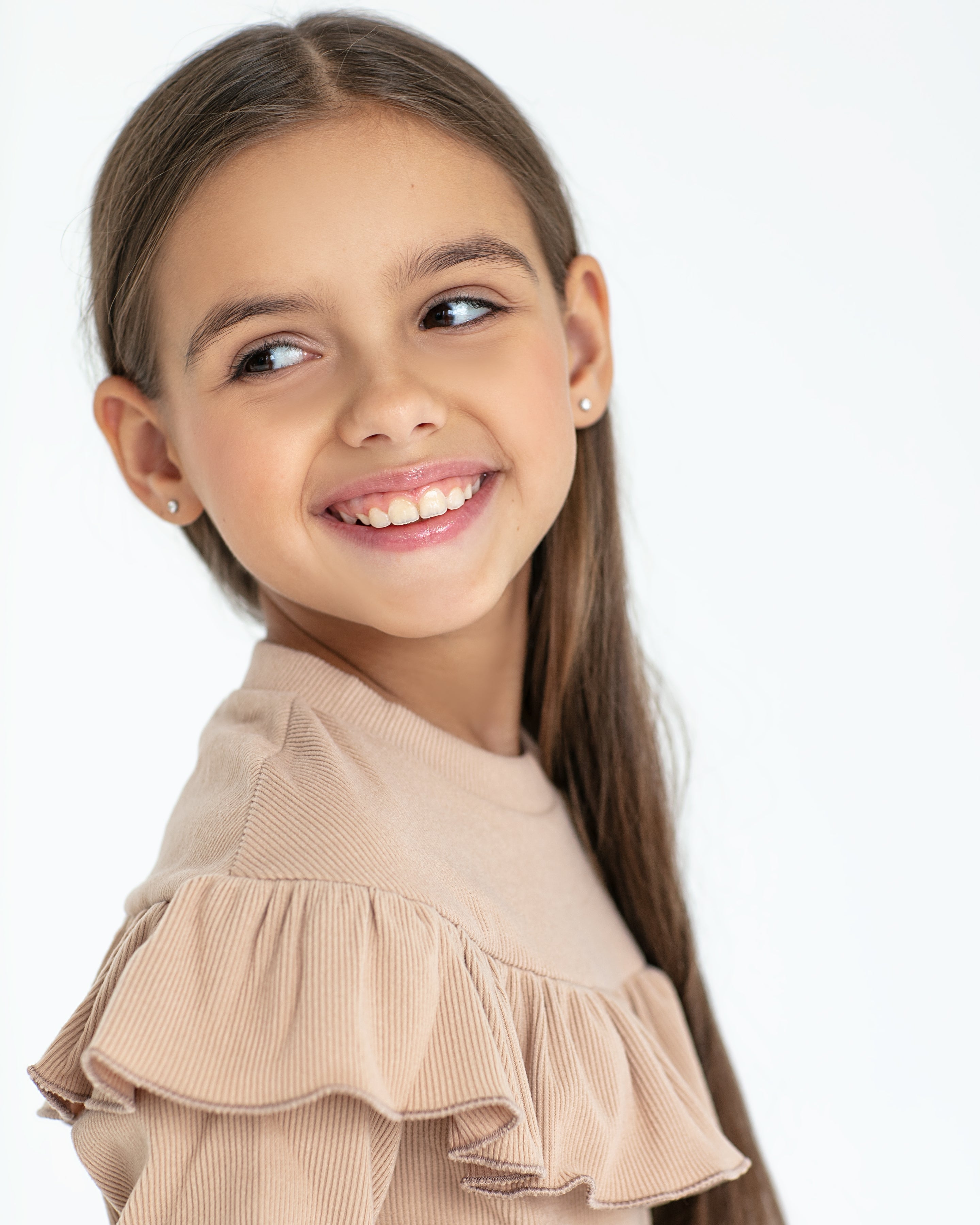 Beige Longsleeve with Ruffle Detail