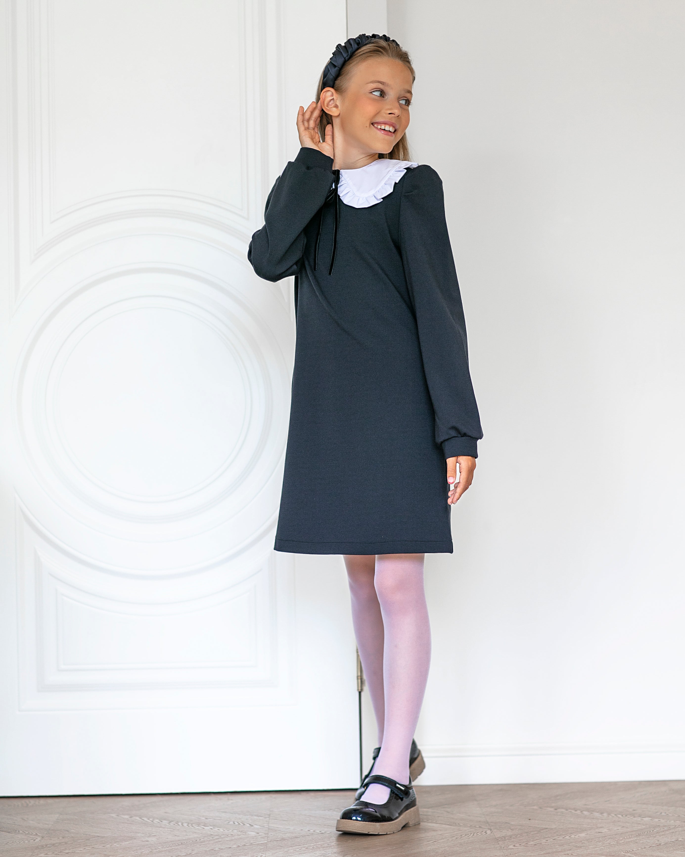 Jersey dress with collar