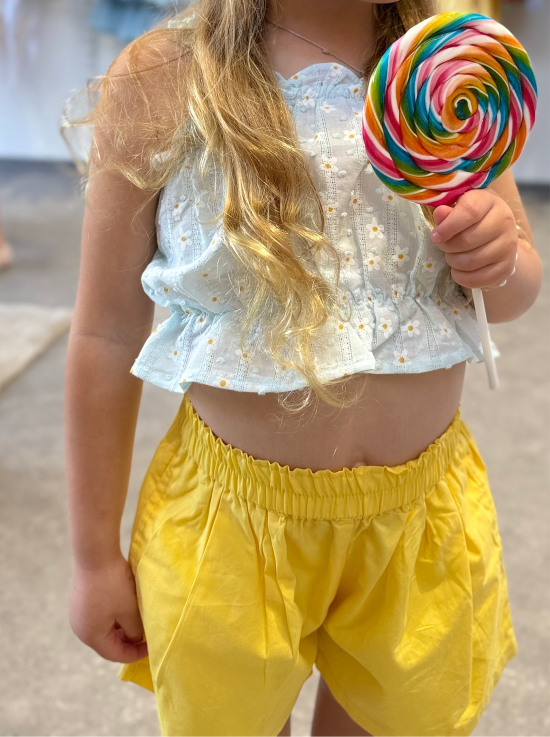 Yellow cotton shorts