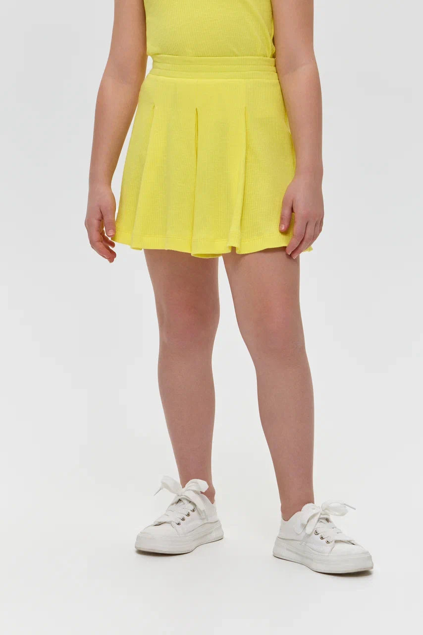 Yellow knitted cotton skort