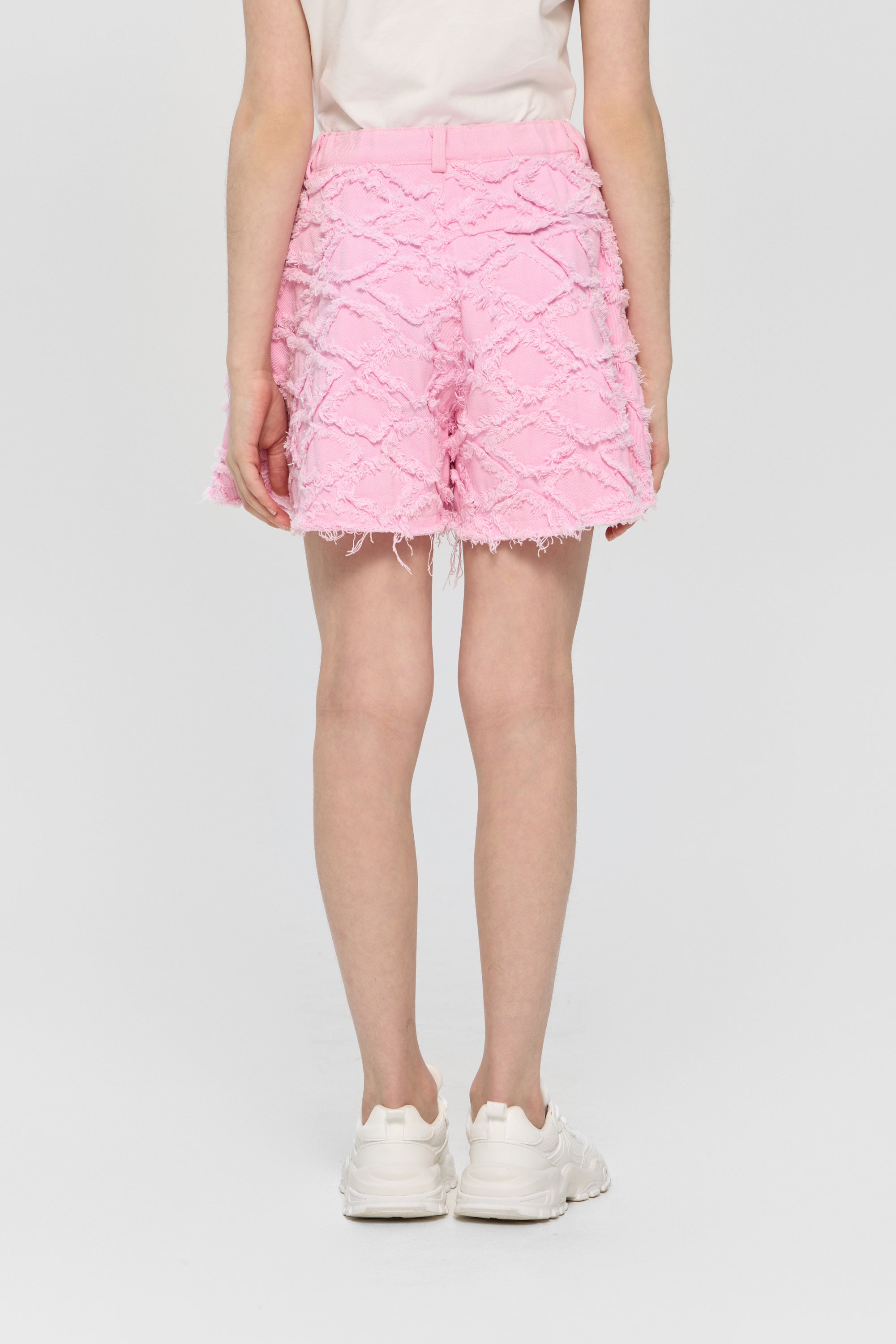 Embroidered denim shorts