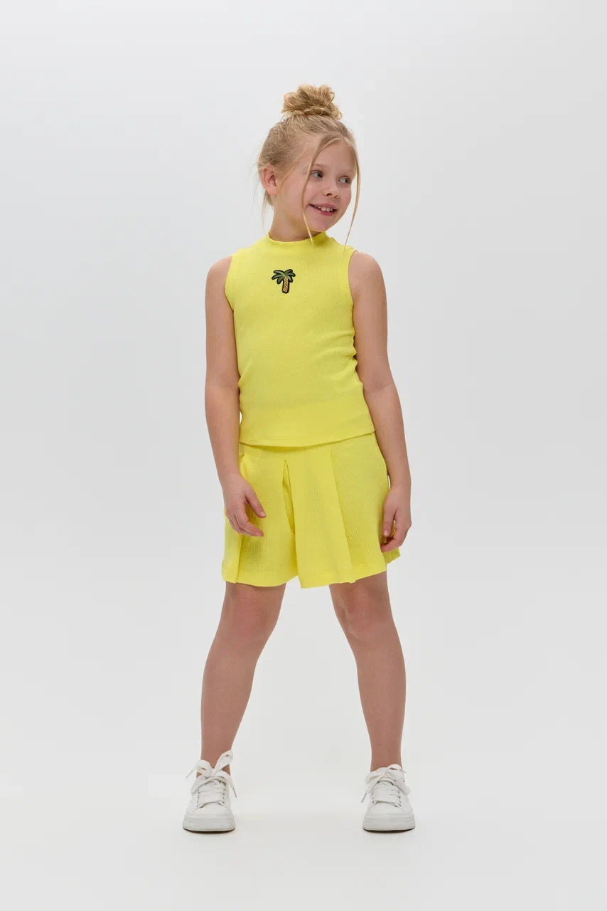 Yellow knitted cotton skort