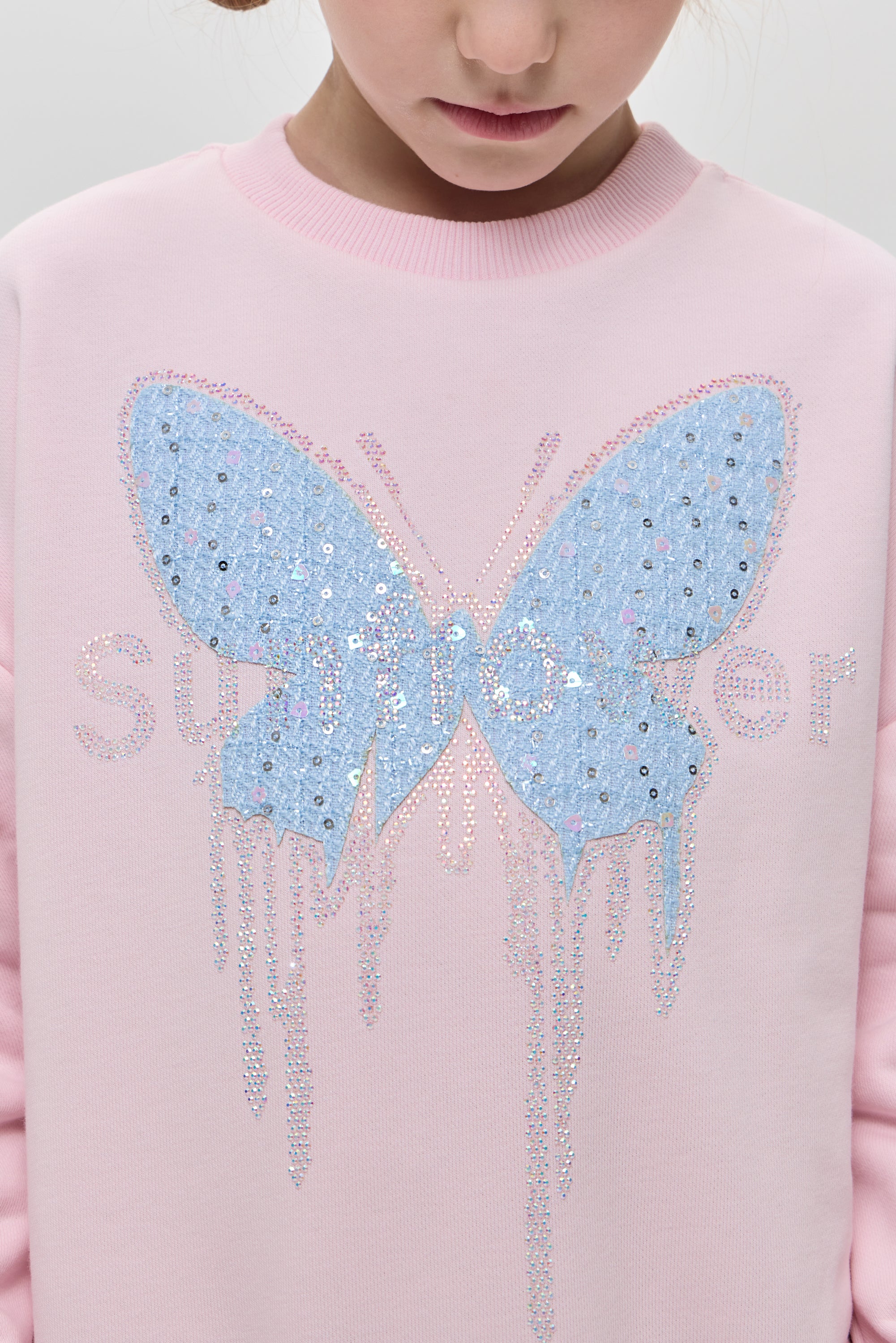 Sweatshirt with butterfly application