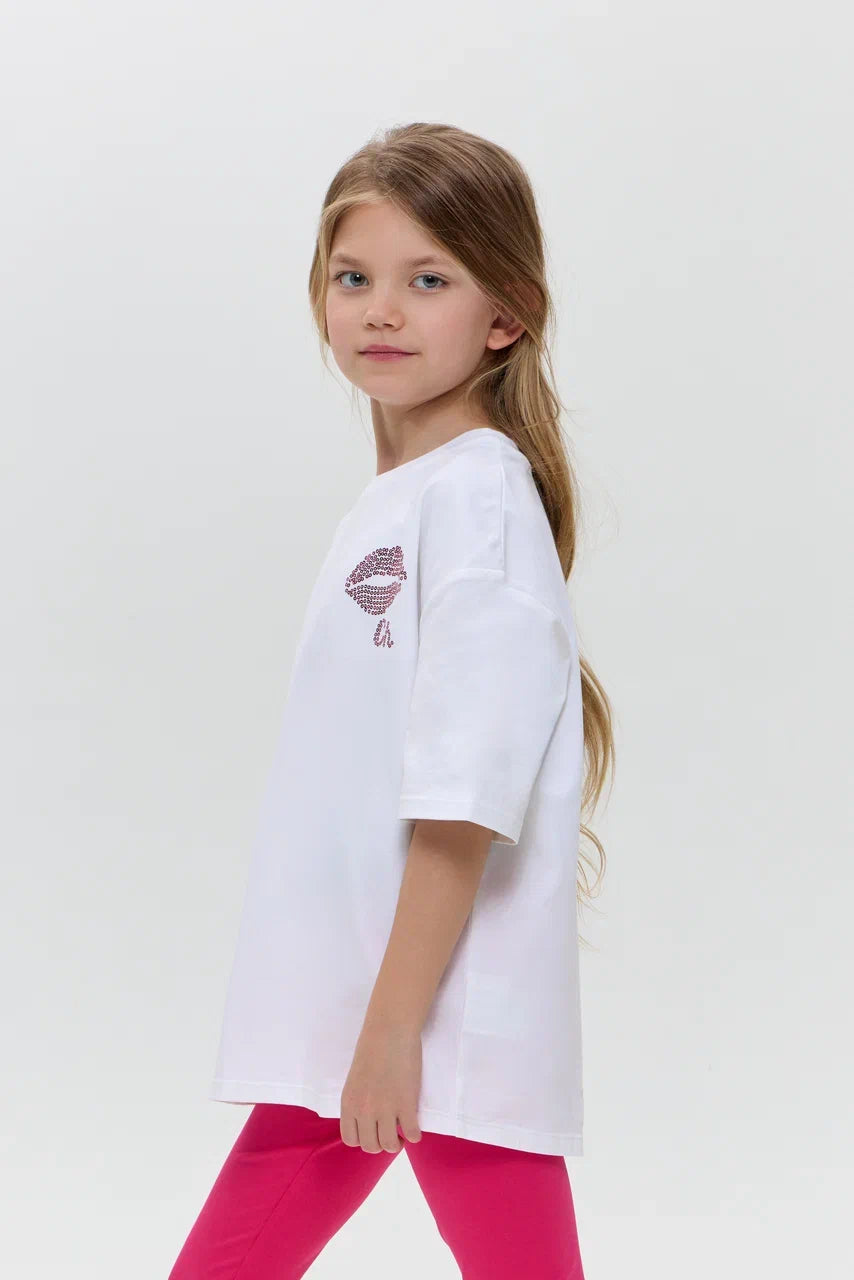 T-Shirt with the glitter Lips embroidery