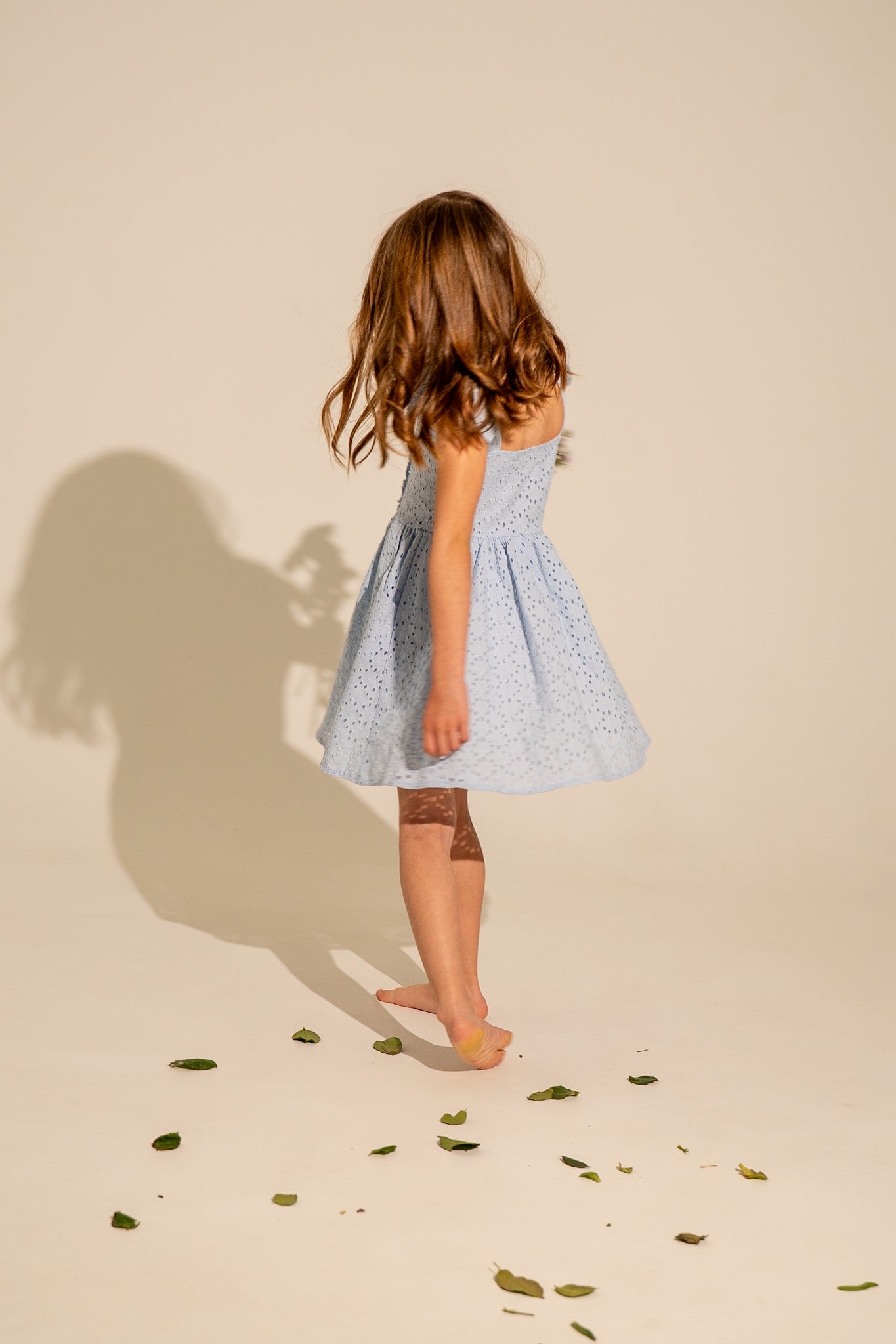 Lace cotton blue dress