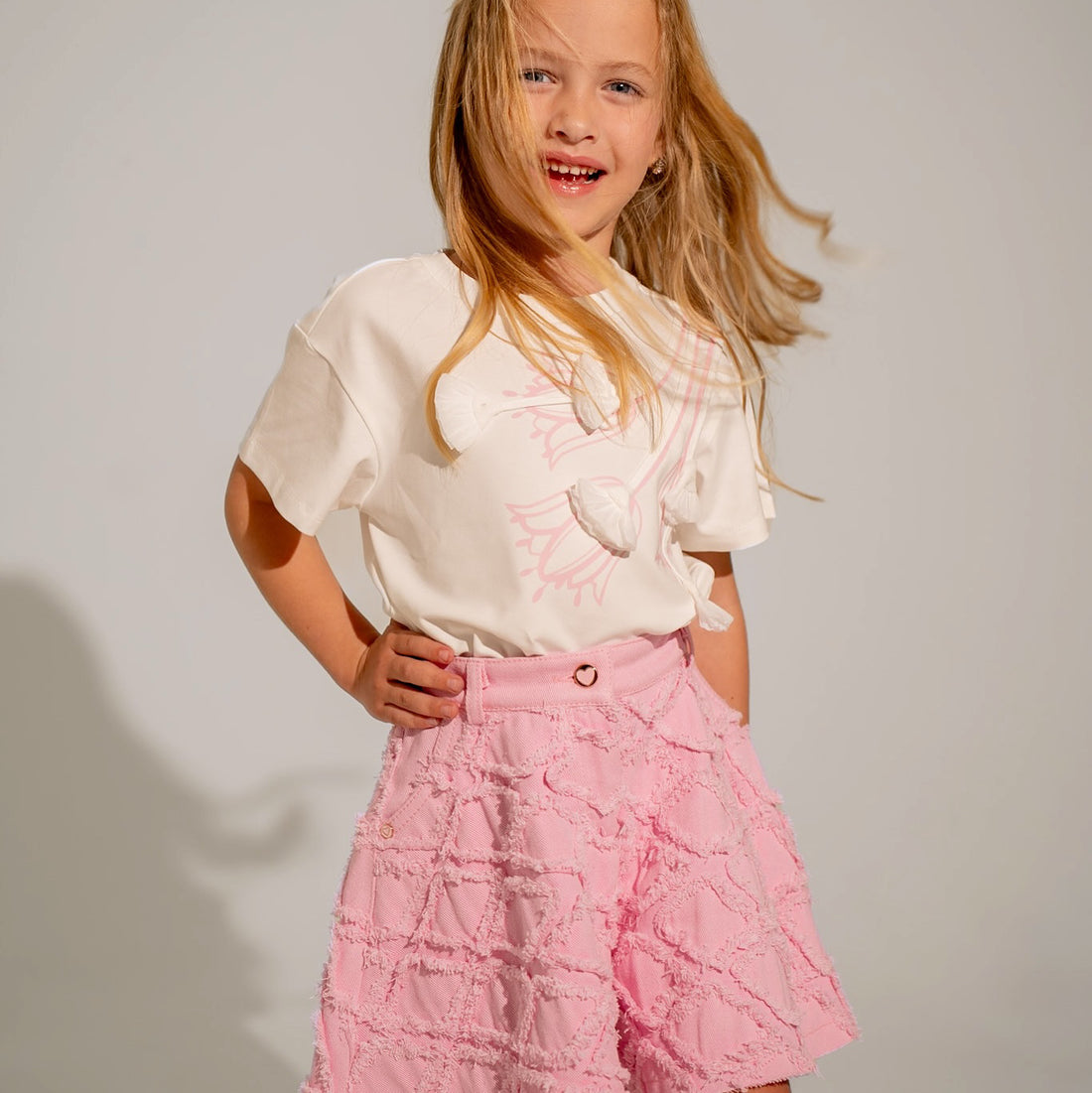 T-shirt with 3D Floral Appliqué