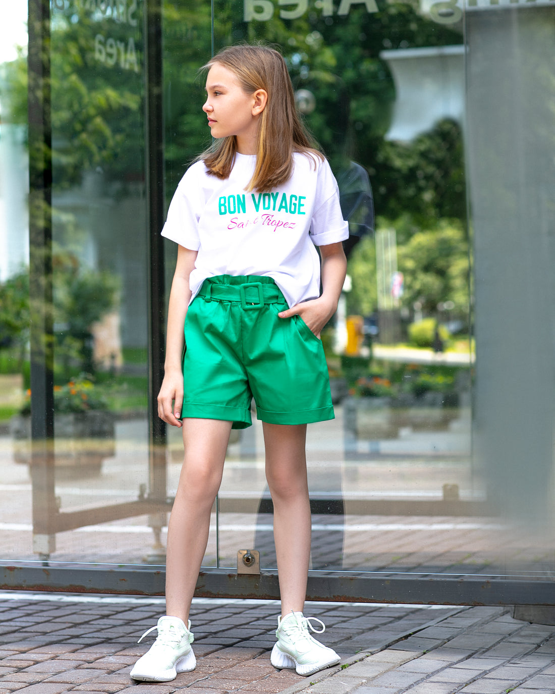Cotton green shorts