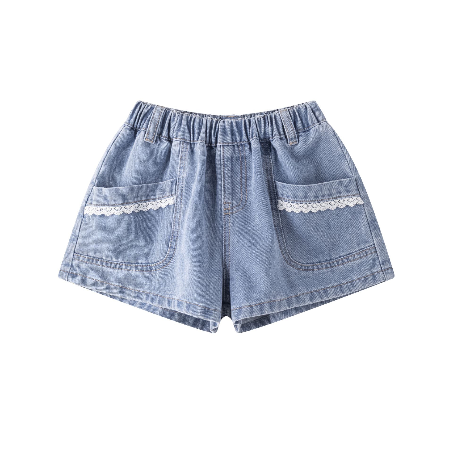 Jeans shorts with laces