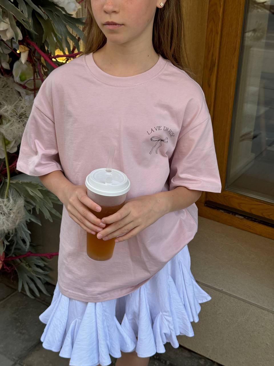Paneled flowy skort white