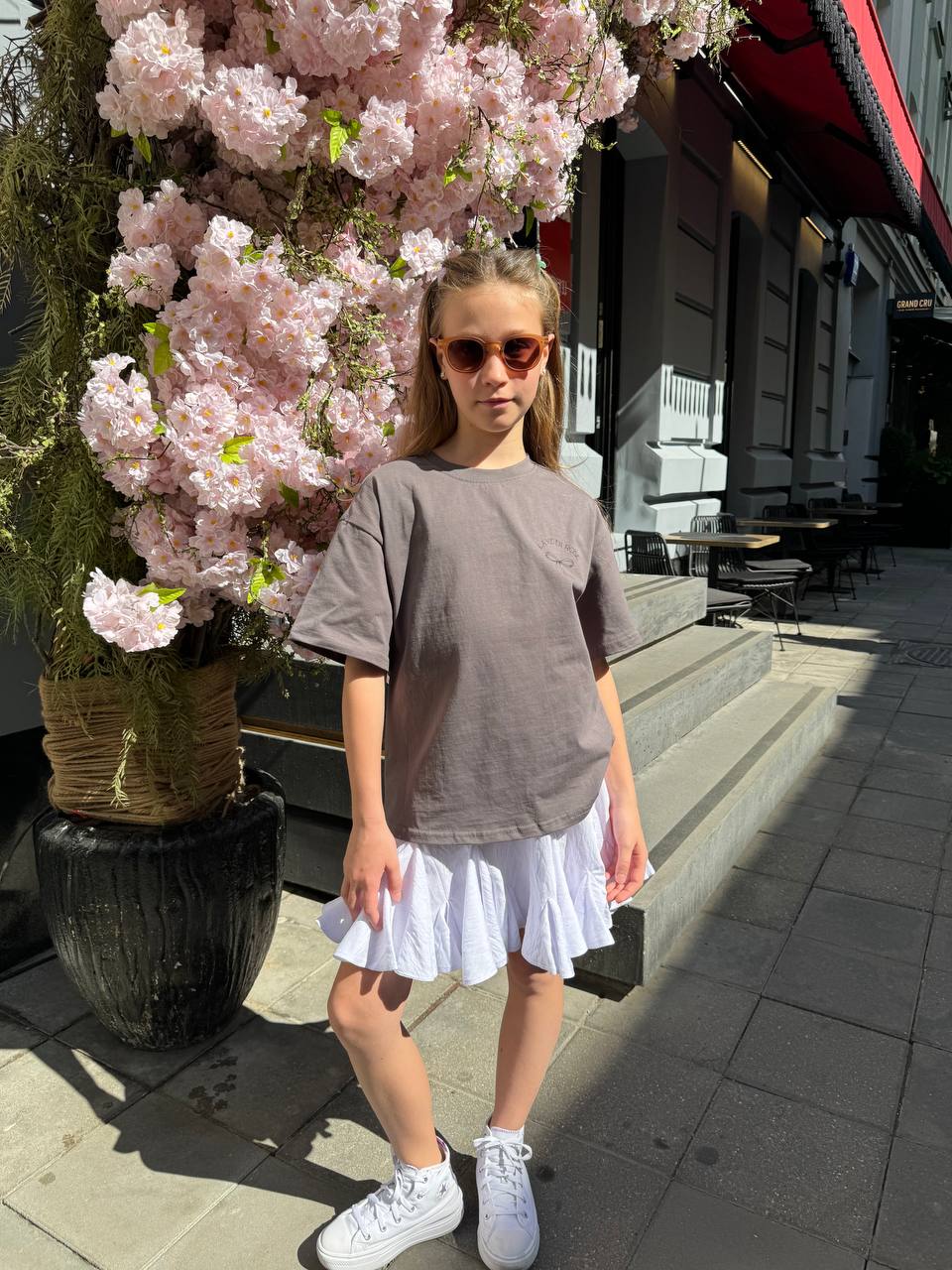 Paneled flowy skort white