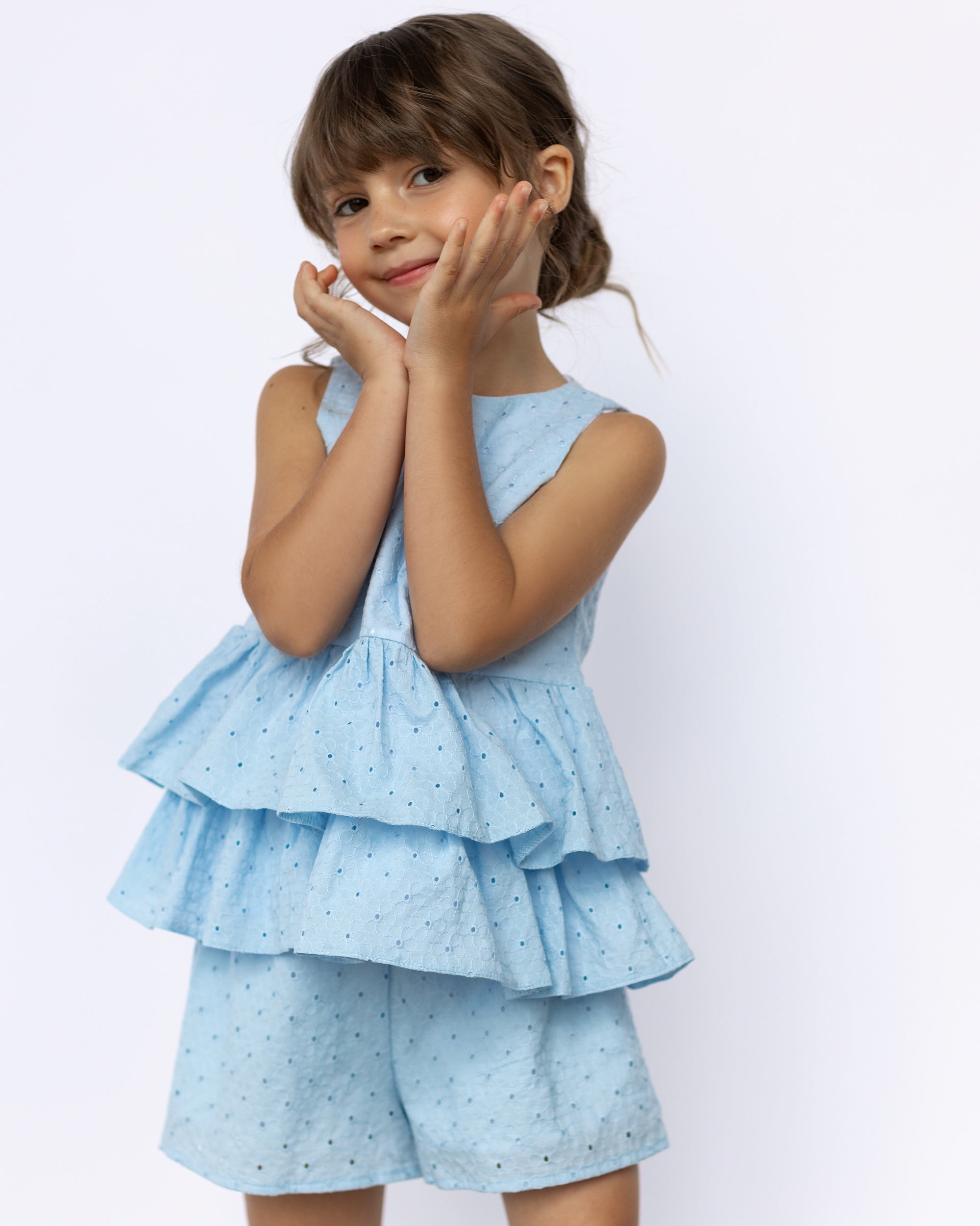 Summer ruffle blue set in broderie