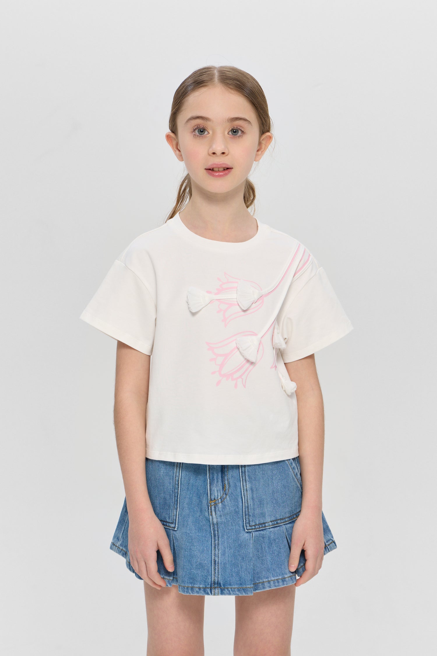 T-shirt with 3D Floral Appliqué