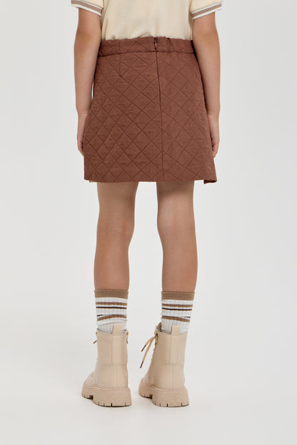 Quilted Chocolate Skirt with Logo Side Tape