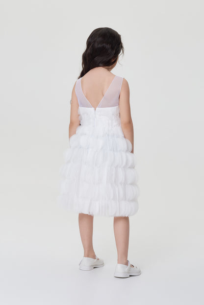 White dress with a black bow belt