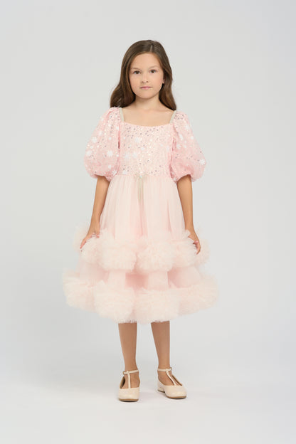 Pale pink ruffled dress