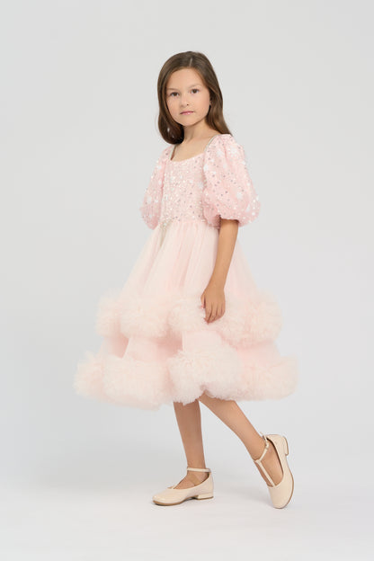 Pale pink ruffled dress