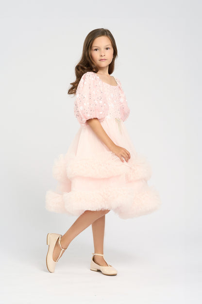 Pale pink ruffled dress