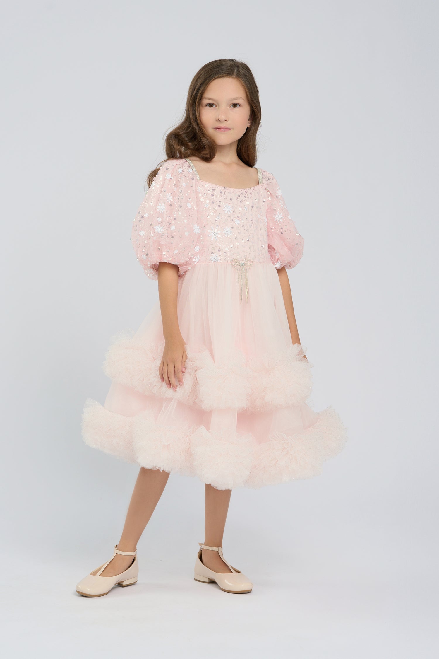 Pale pink ruffled dress