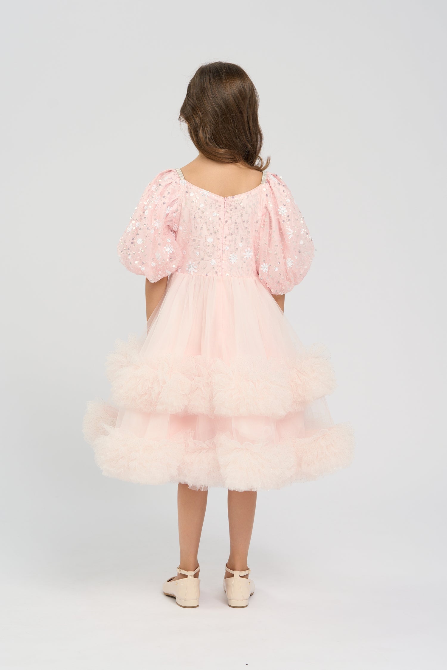 Pale pink ruffled dress