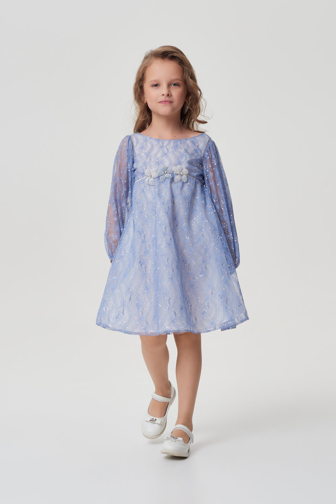 Lace blue dress for a girl