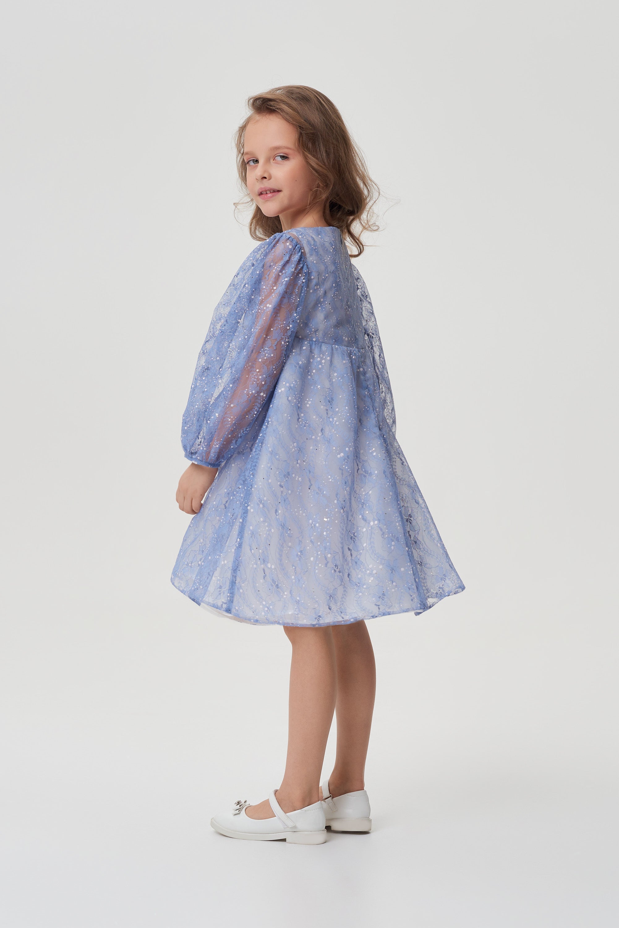 Lace blue dress for a girl