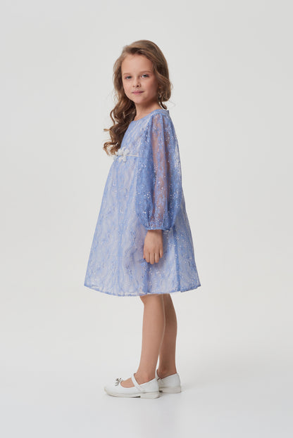 Lace blue dress for a girl