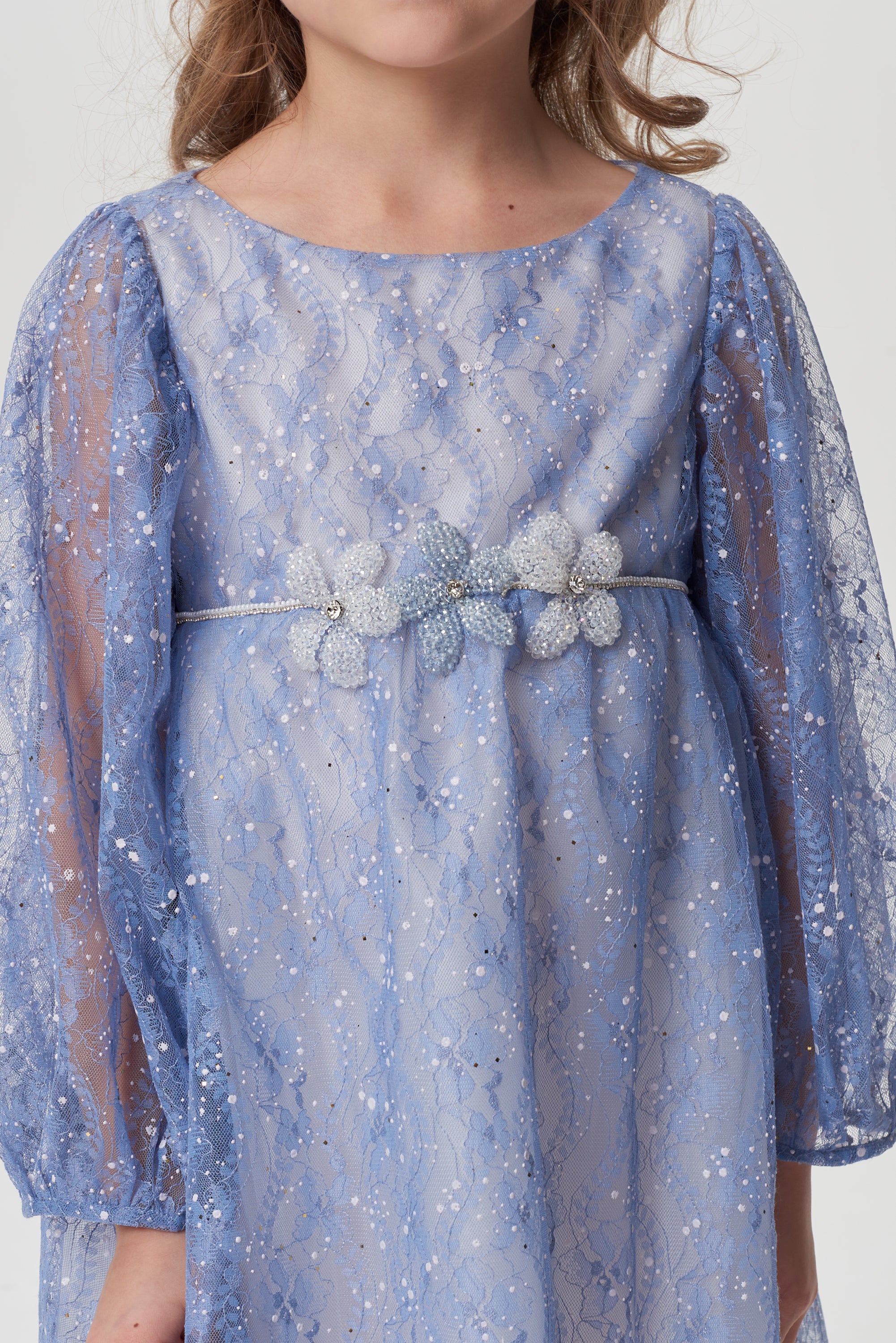 Lace blue dress for a girl