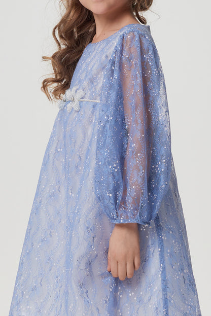 Lace blue dress for a girl