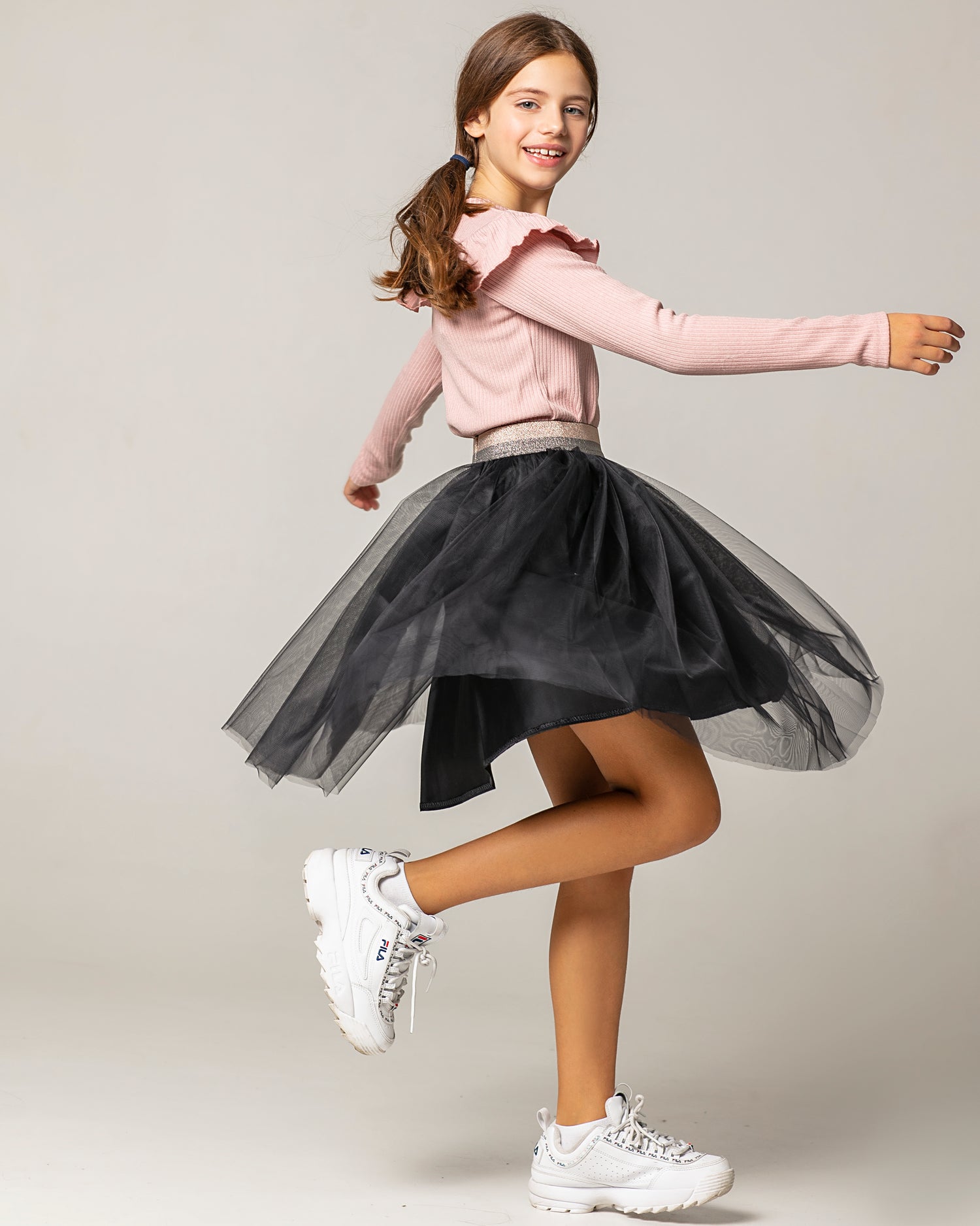 Black Tulle Skirt with Glitter Waist