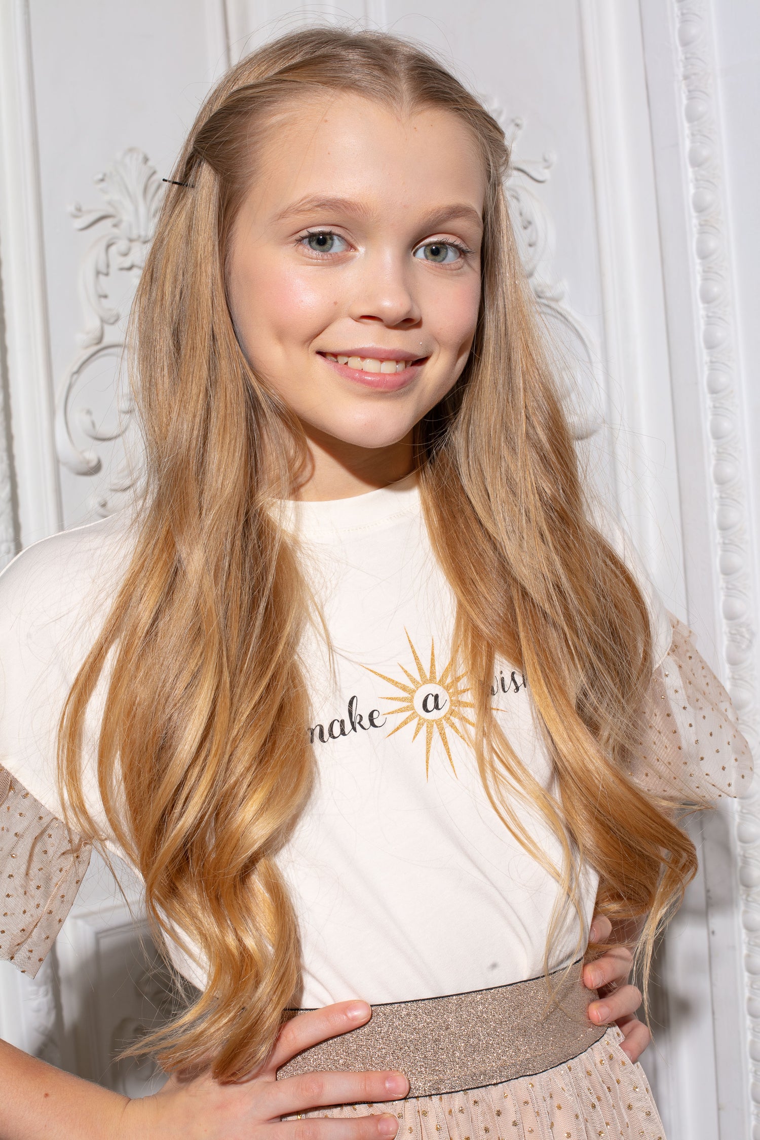 Cotton blouse with a print &quot;Make a Wish&quot;