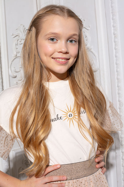 Cotton blouse with a print &quot;Make a Wish&quot;