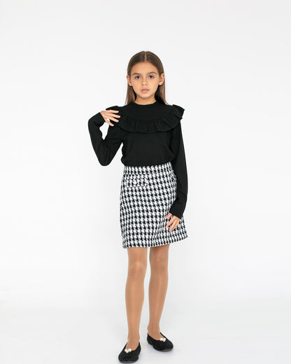 Tweed black and white skirt