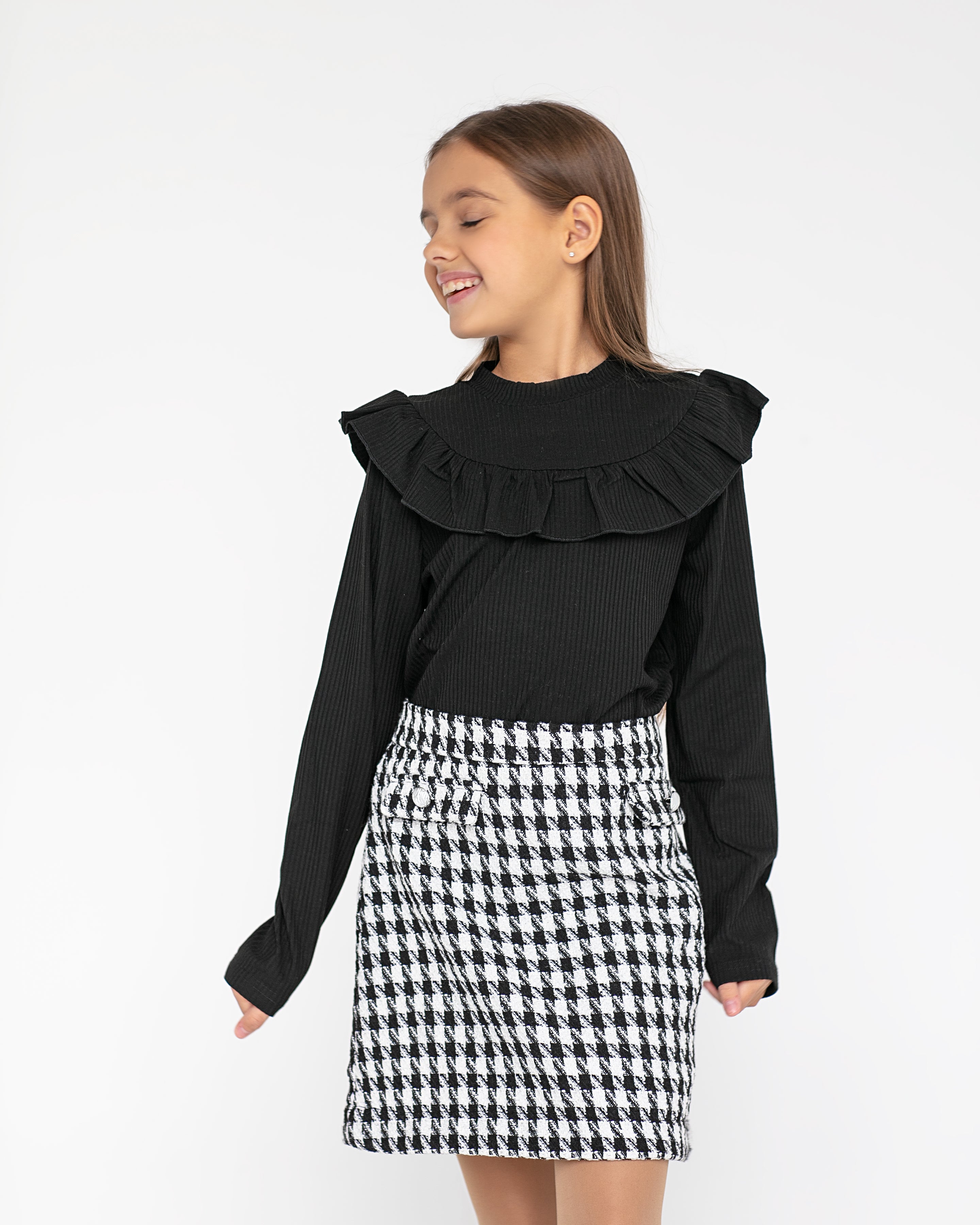 Tweed black and white skirt