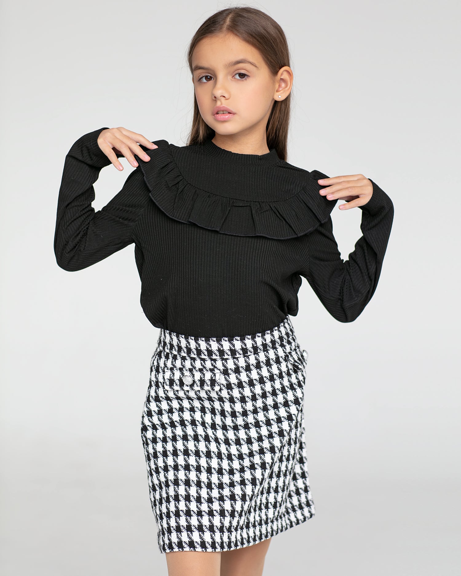 Tweed black and white skirt