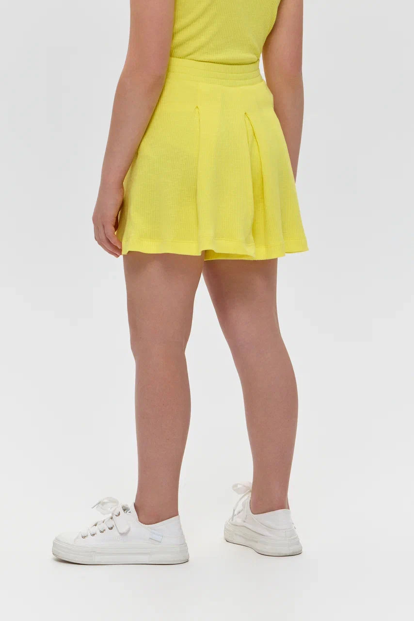 Yellow knitted cotton skort