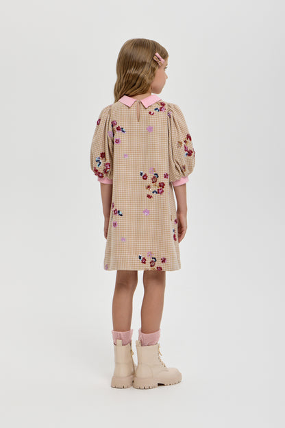 Dress with a collar and embroidery