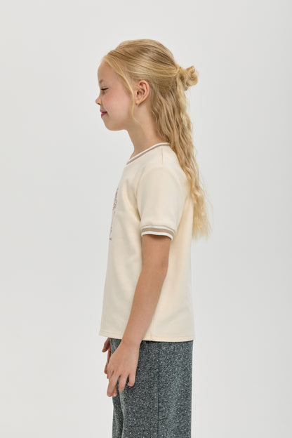 Beige T-shirt with the key print